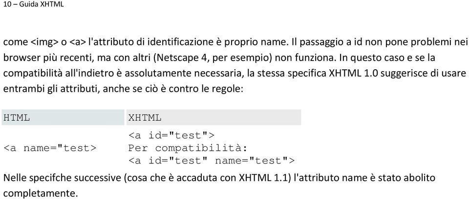 In questo caso e se la compatibilità all'indietro è assolutamente necessaria, la stessa specifica 1.