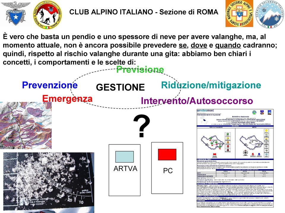 rischio valanghe durante una gita: abbiamo ben chiari i concetti, i comportamenti e le