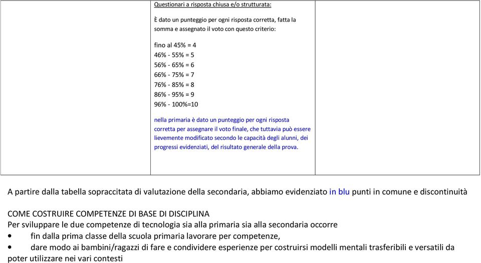 le capacità degli alunni, dei progressi evidenziati, del risultato generale della prova.