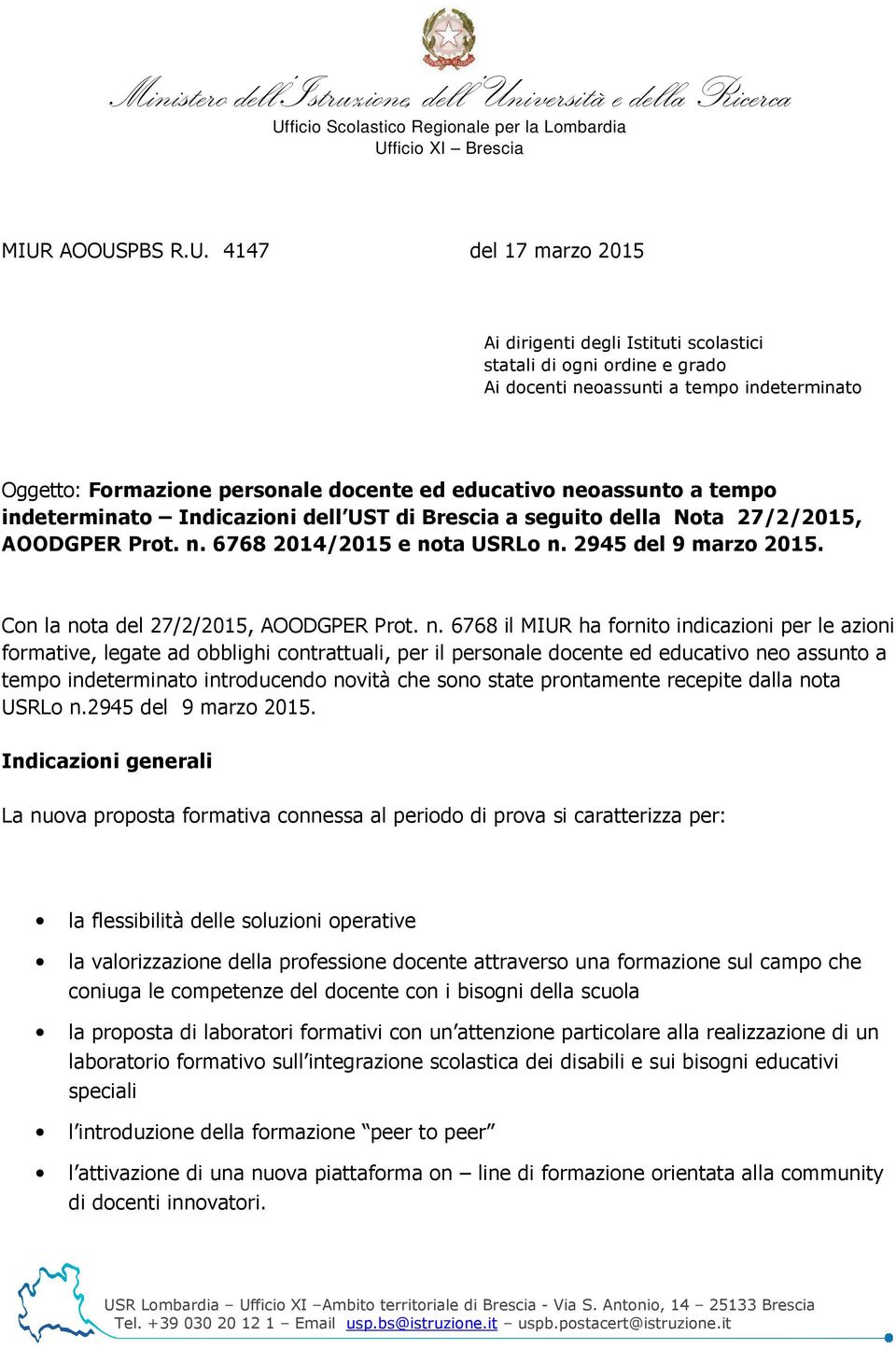 ficio Scolastico Regionale per la Lombardia Uf