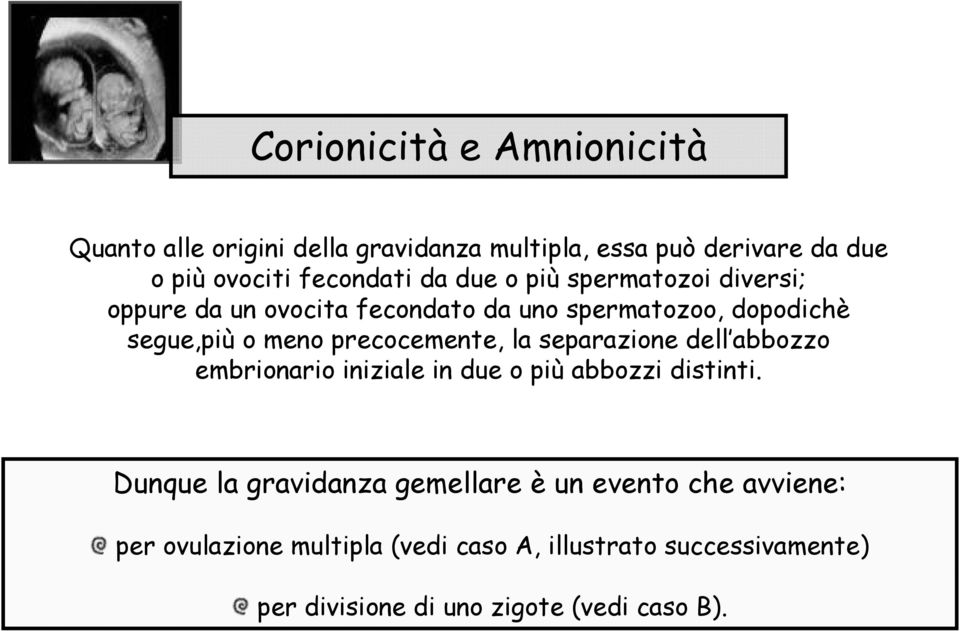 precocemente, la separazione dell abbozzo embrionario iniziale in due o più abbozzi distinti.