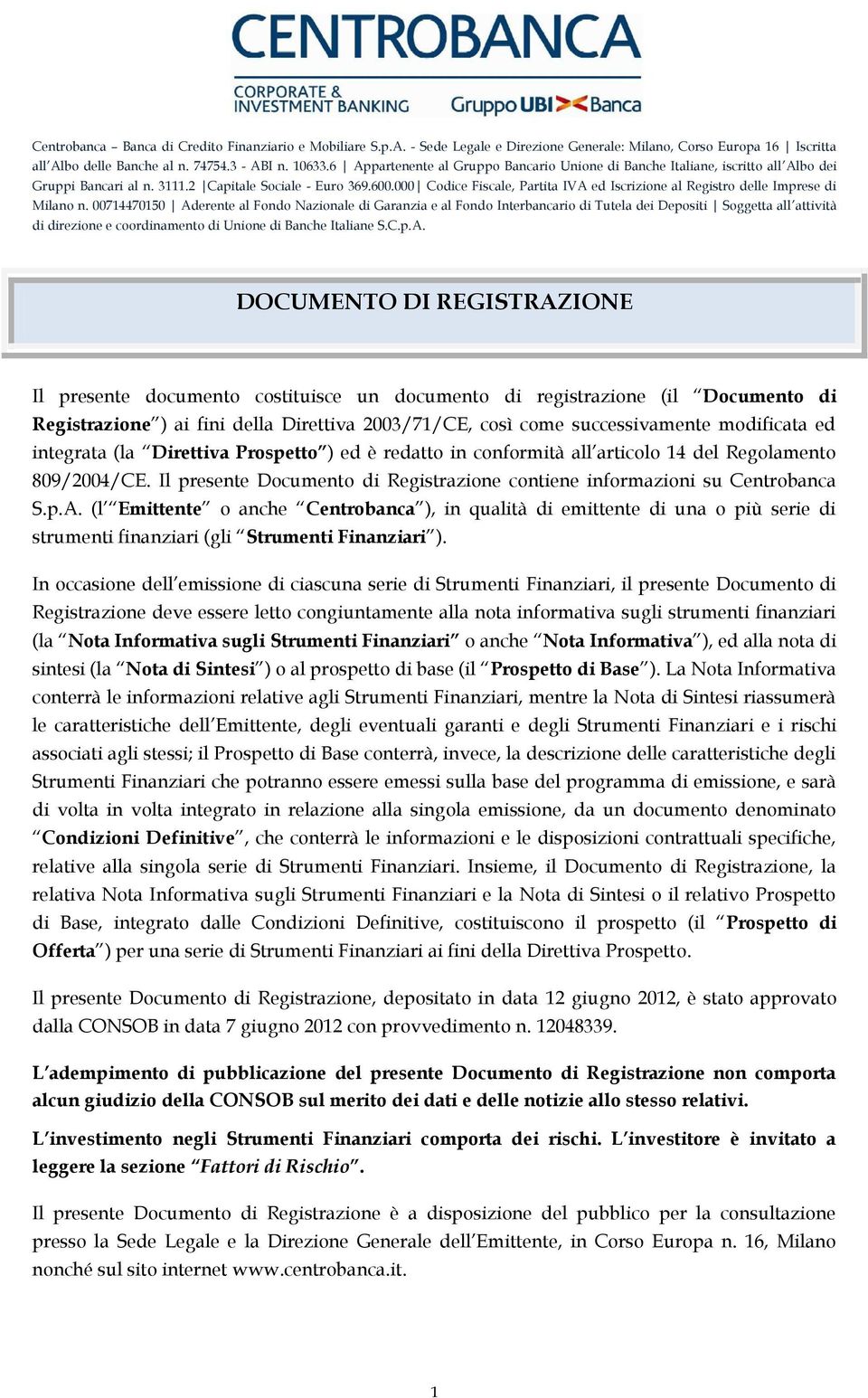 000 Cdice Fiscale, Partita IVA ed Iscrizine al Registr delle Imprese di Milan n.