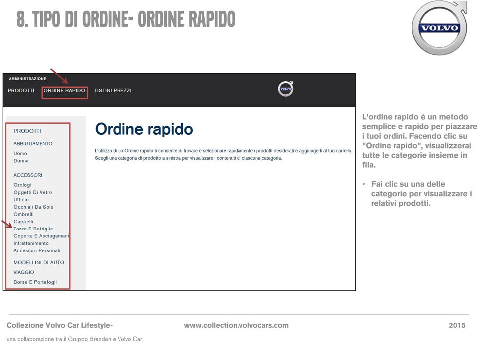 Facendo clic su "Ordine rapido", visualizzerai tutte le