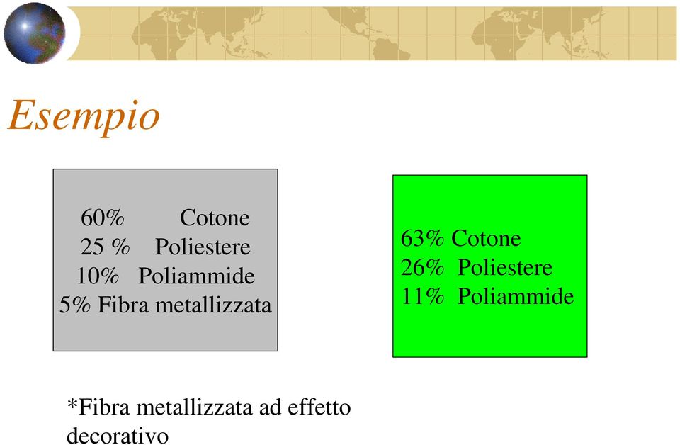 Cotone 26% Poliestere 11% Poliammide