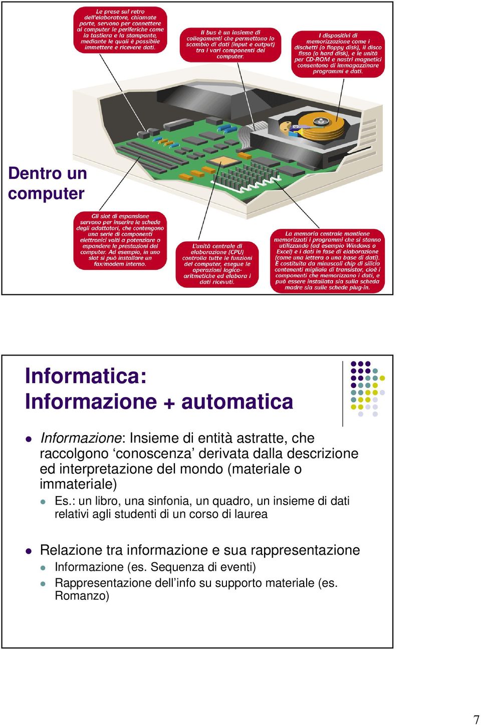 : un libro, una sinfonia, un quadro, un insieme di dati relativi agli studenti di un corso di laurea Relazione tra