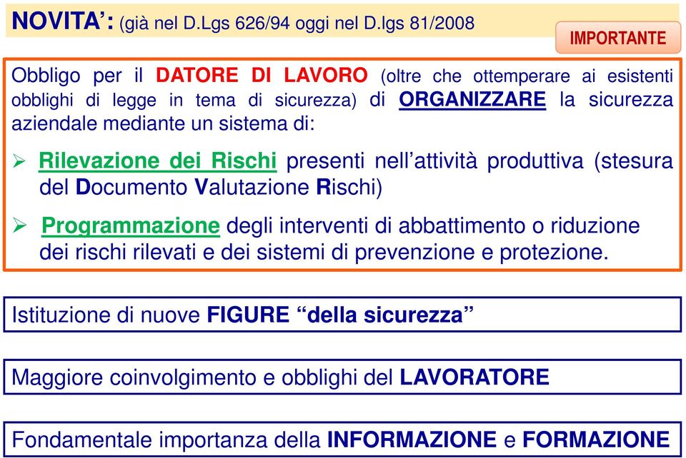 sicurezza aziendale mediante un sistema di: Rilevazione dei Rischi presenti nell attività produttiva (stesura del Documento Valutazione Rischi)