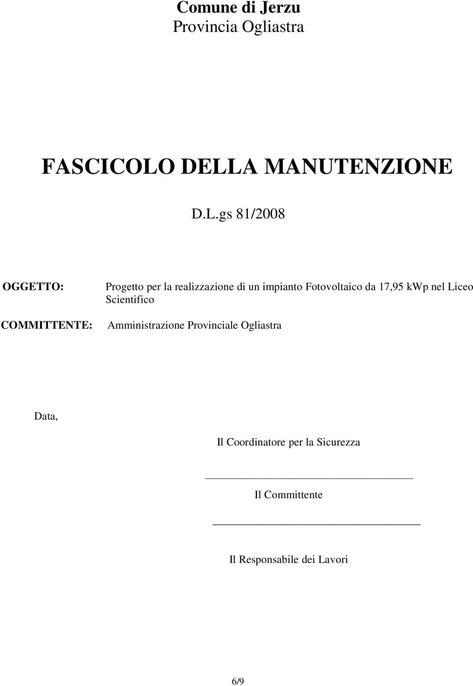 realizzazione di un impianto Fotovoltaico da 17,95 kwp nel Liceo