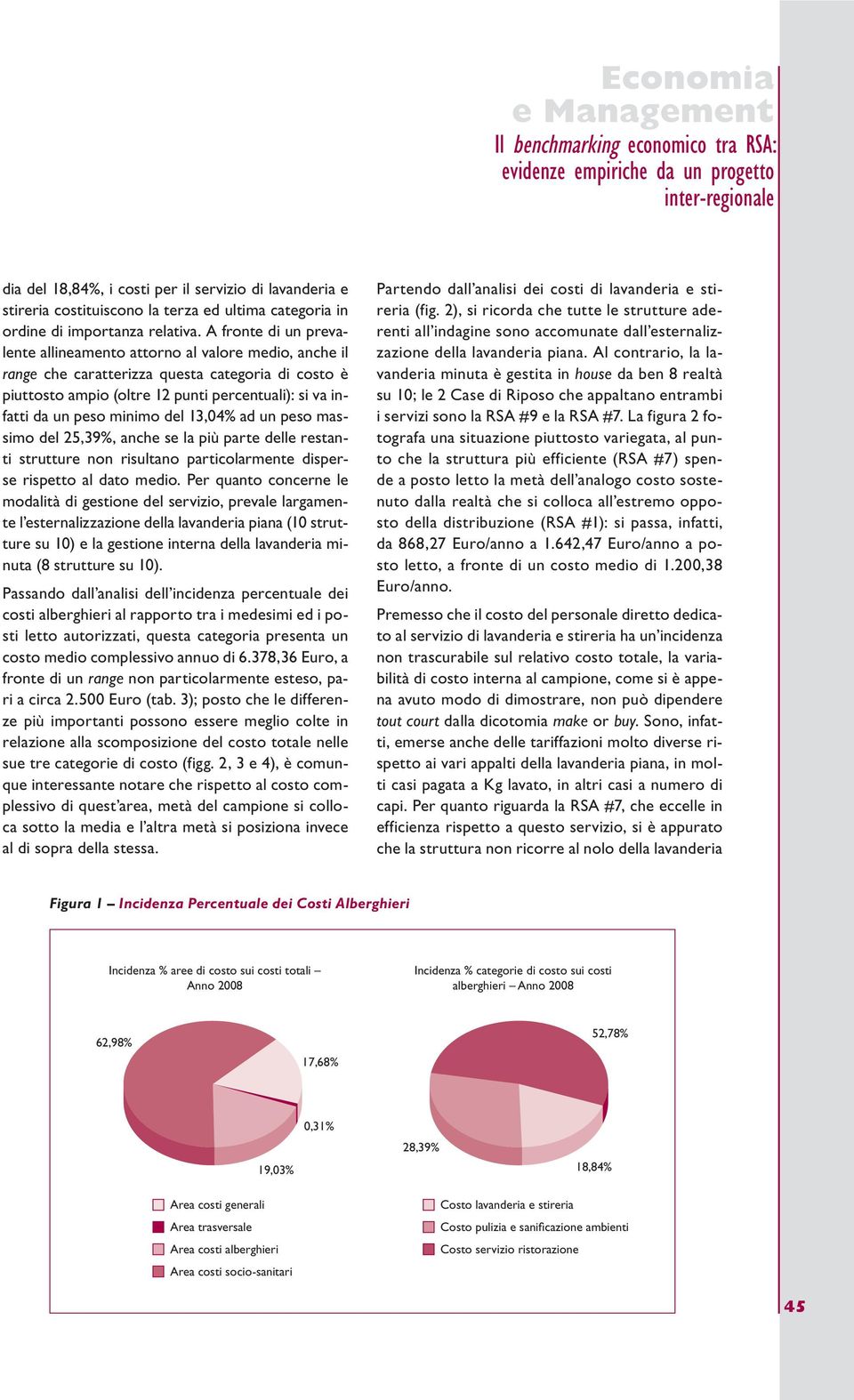 minimo del 13,04% ad un peso massimo del 25,39%, anche se la più parte delle restanti strutture non risultano particolarmente disperse rispetto al dato medio.