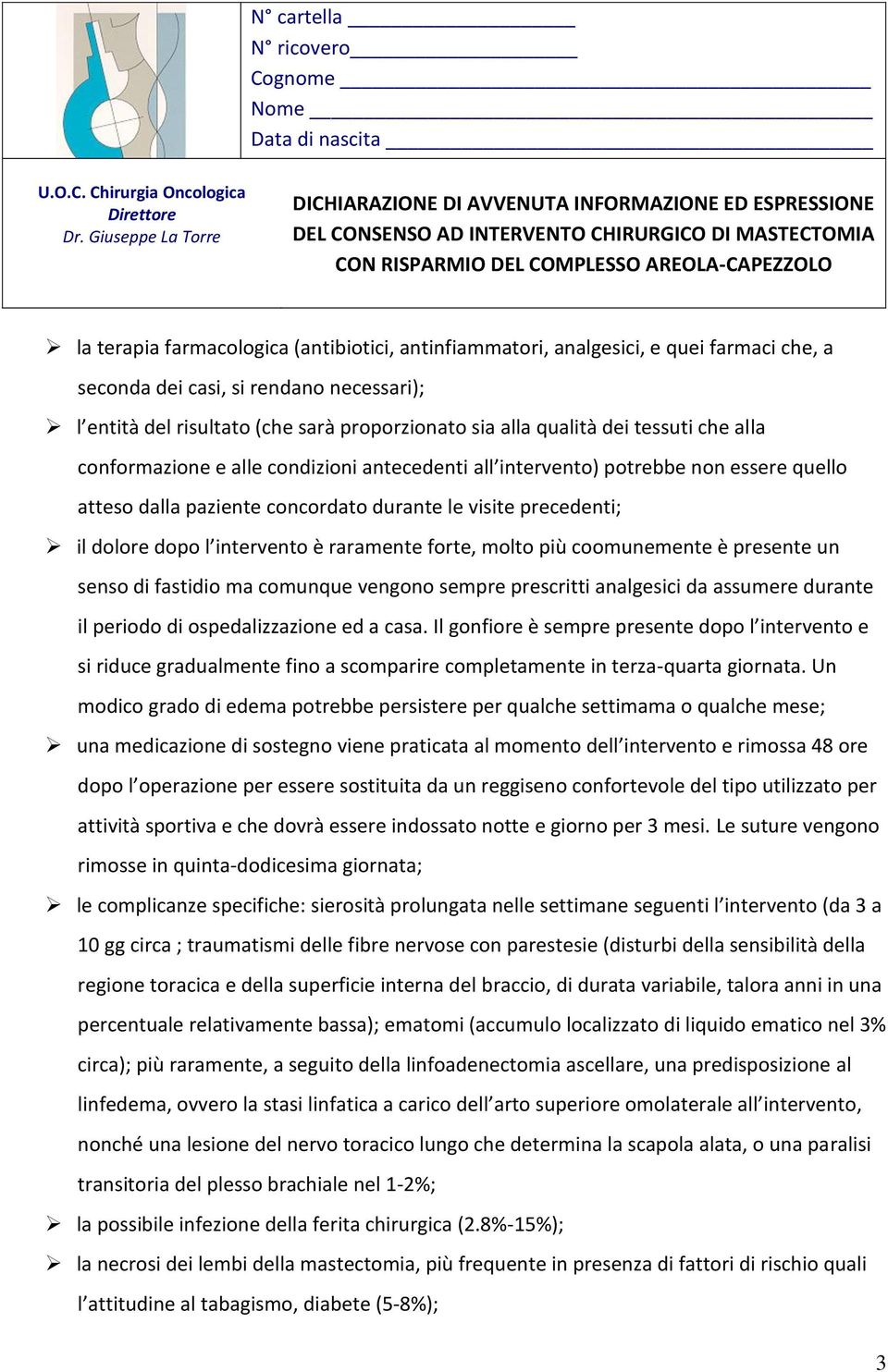 raramente forte, molto più coomunemente è presente un senso di fastidio ma comunque vengono sempre prescritti analgesici da assumere durante il periodo di ospedalizzazione ed a casa.