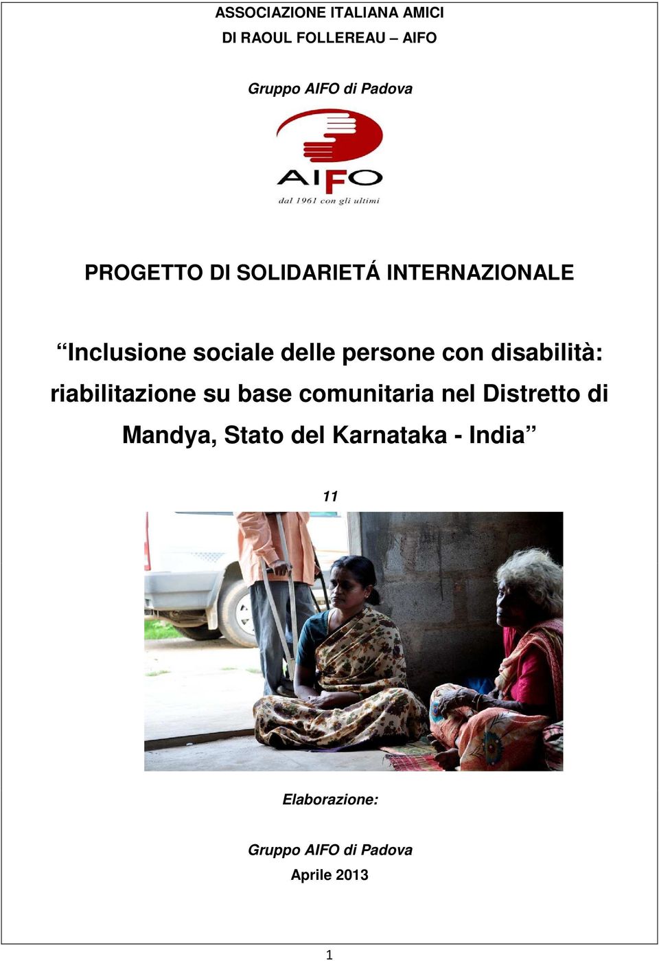 disabilità: riabilitazione su base comunitaria nel Distretto di Mandya,