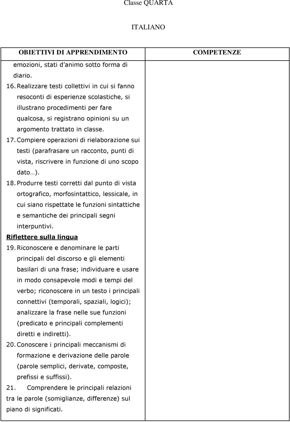 Compiere operazioni di rielaborazione sui testi (parafrasare un racconto, punti di vista, riscrivere in funzione di uno scopo dato ). 18.