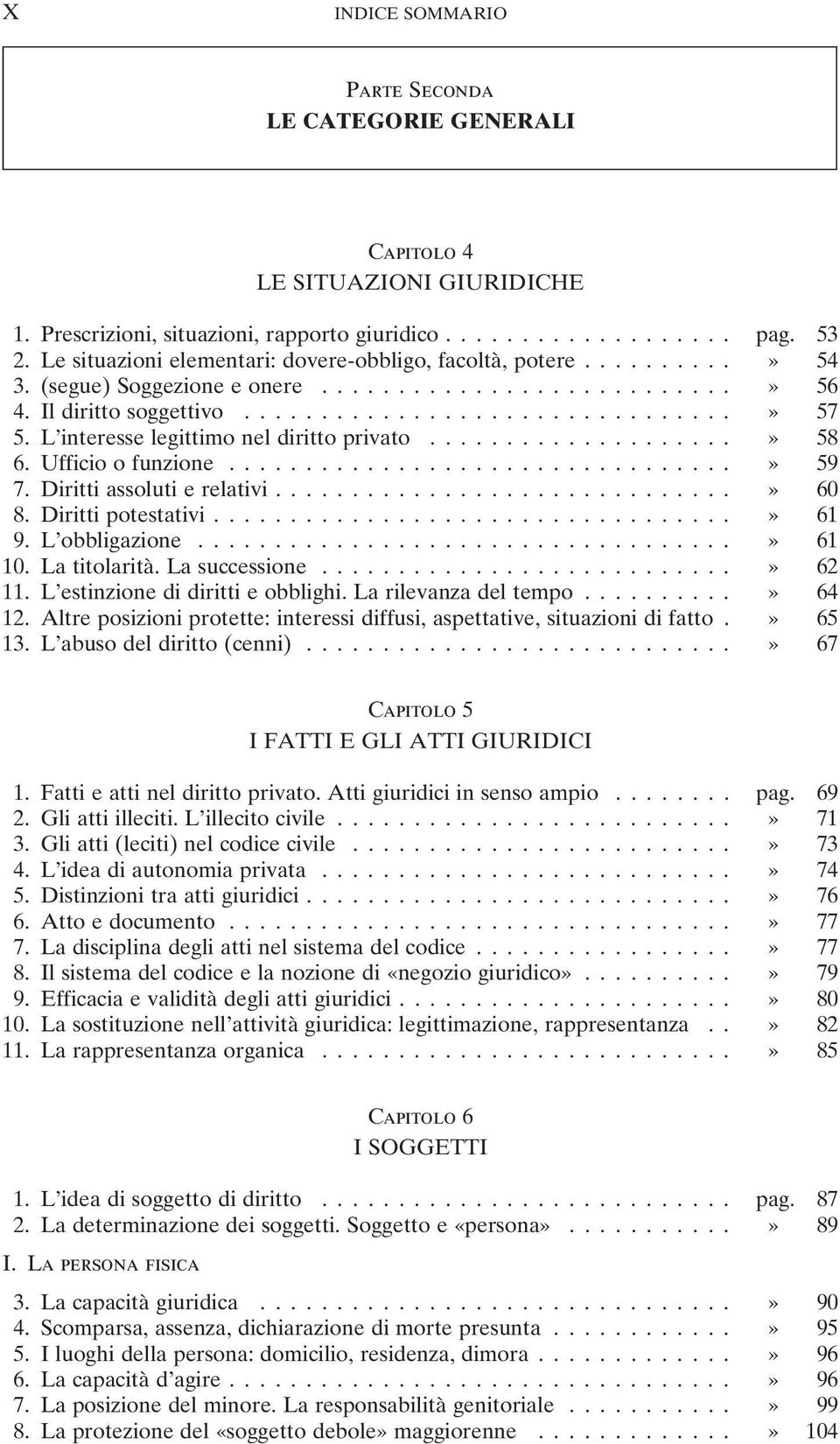 Ufficio o funzione...» 59 7. Diritti assoluti e relativi...» 60 8. Diritti potestativi...» 61 9. L obbligazione...» 61 10. La titolarità. La successione...» 62 11. L estinzione di diritti e obblighi.