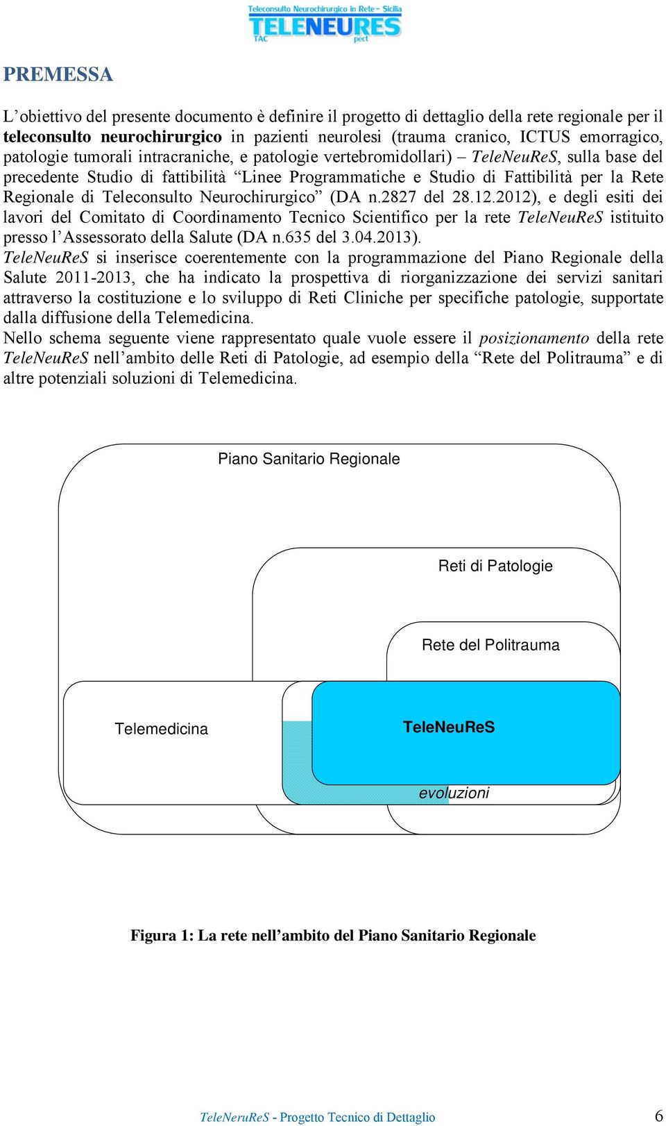 Teleconsulto Neurochirurgico (DA n.2827 del 28.2.202), e degli esiti dei lavori del Comitato di Coordinamento Tecnico Scientifico per la rete TeleNeuReS istituito presso l Assessorato della Salute (DA n.