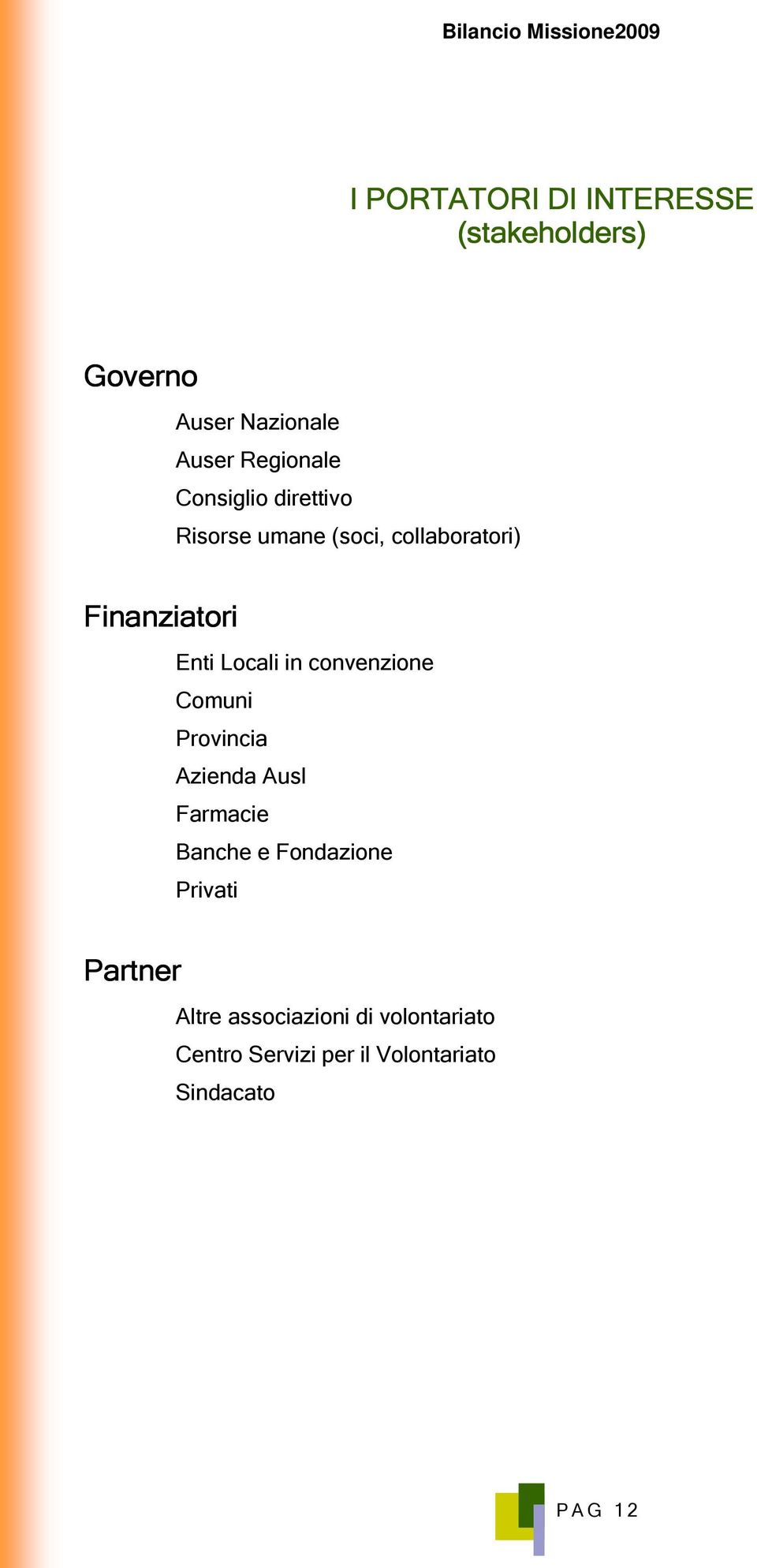 Locali in convenzione Comuni Provincia Azienda Ausl Farmacie Banche e Fondazione Privati