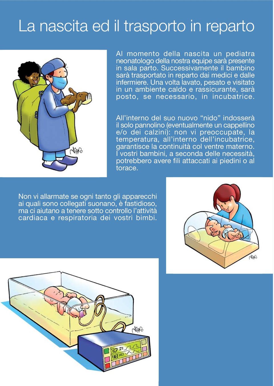 Una volta lavato, pesato e visitato in un ambiente caldo e rassicurante, sarà posto, se necessario, in incubatrice.