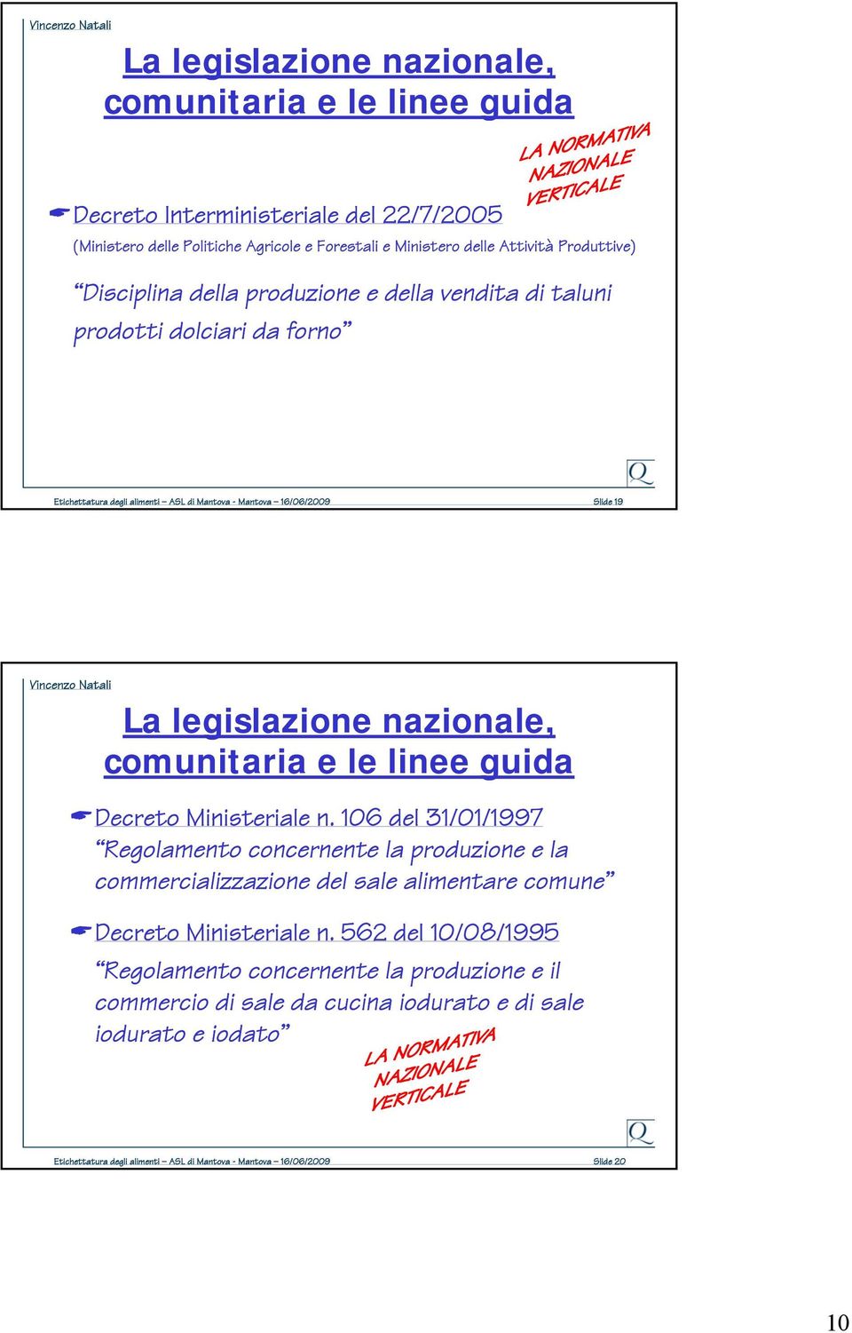 106 del 31/01/1997 Regolamento concernente la produzione e la commercializzazione del sale alimentare comune Decreto Ministeriale n.