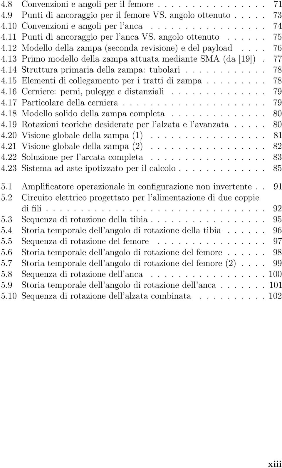 14 Struttura primaria della zampa: tubolari............ 78 4.15 Elementi di collegamento per i tratti di zampa......... 78 4.16 Cerniere: perni, pulegge e distanziali.............. 79 4.