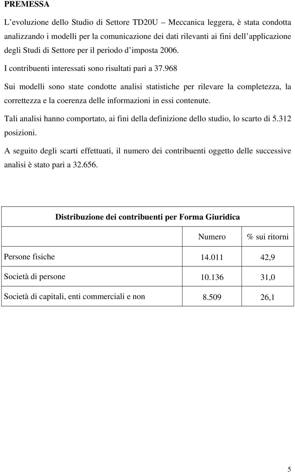 968 Sui modelli sono state condotte analisi statistiche per rilevare la completezza, la correttezza e la coerenza delle informazioni in essi contenute.