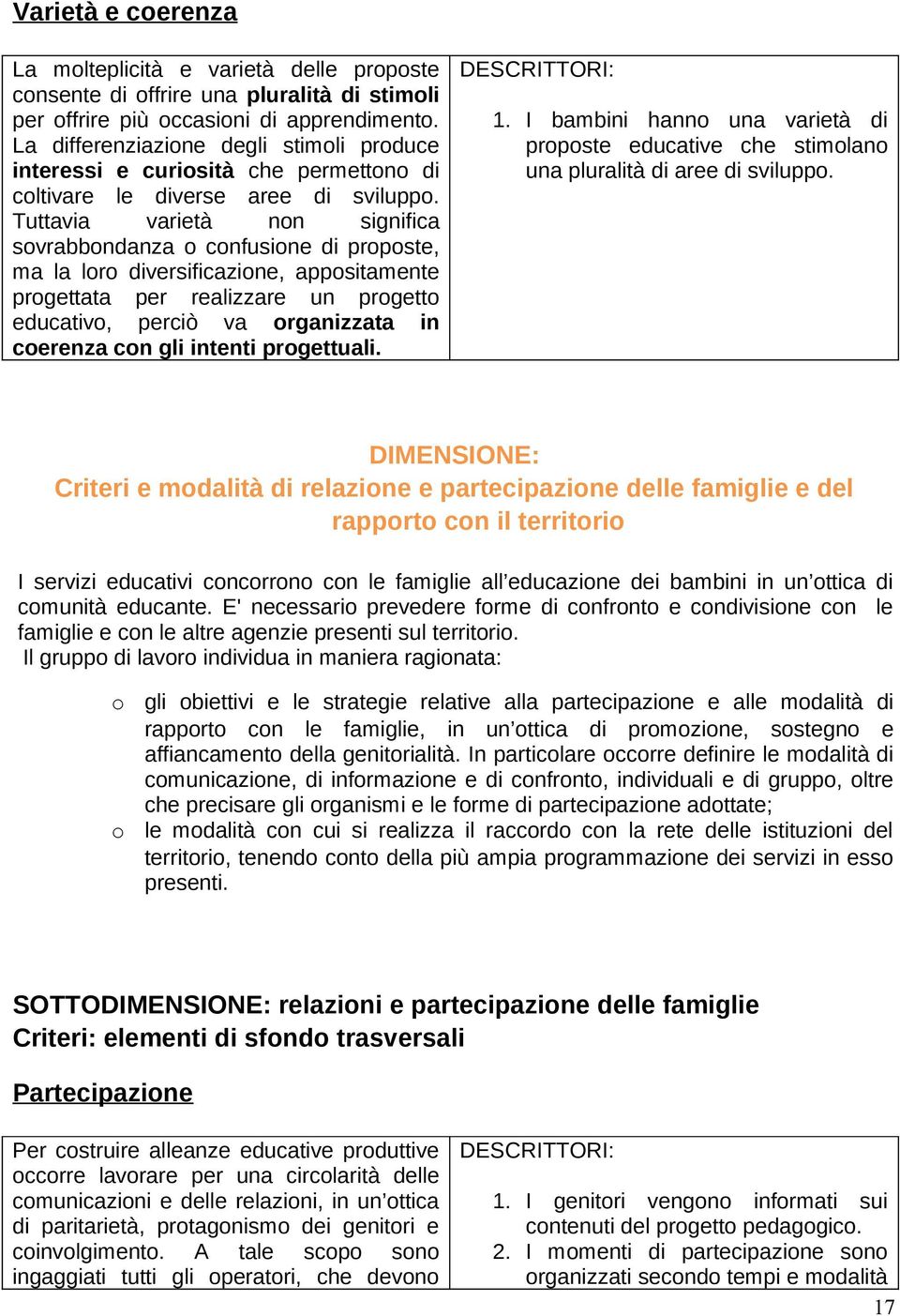 Tuttavia varietà non significa sovrabbondanza o confusione di proposte, ma la loro diversificazione, appositamente progettata per realizzare un progetto educativo, perciò va organizzata in coerenza