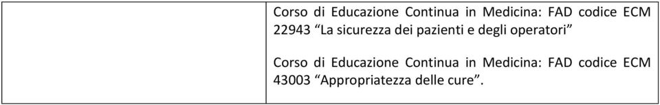 degli operatori  codice ECM 43003 Appropriatezza