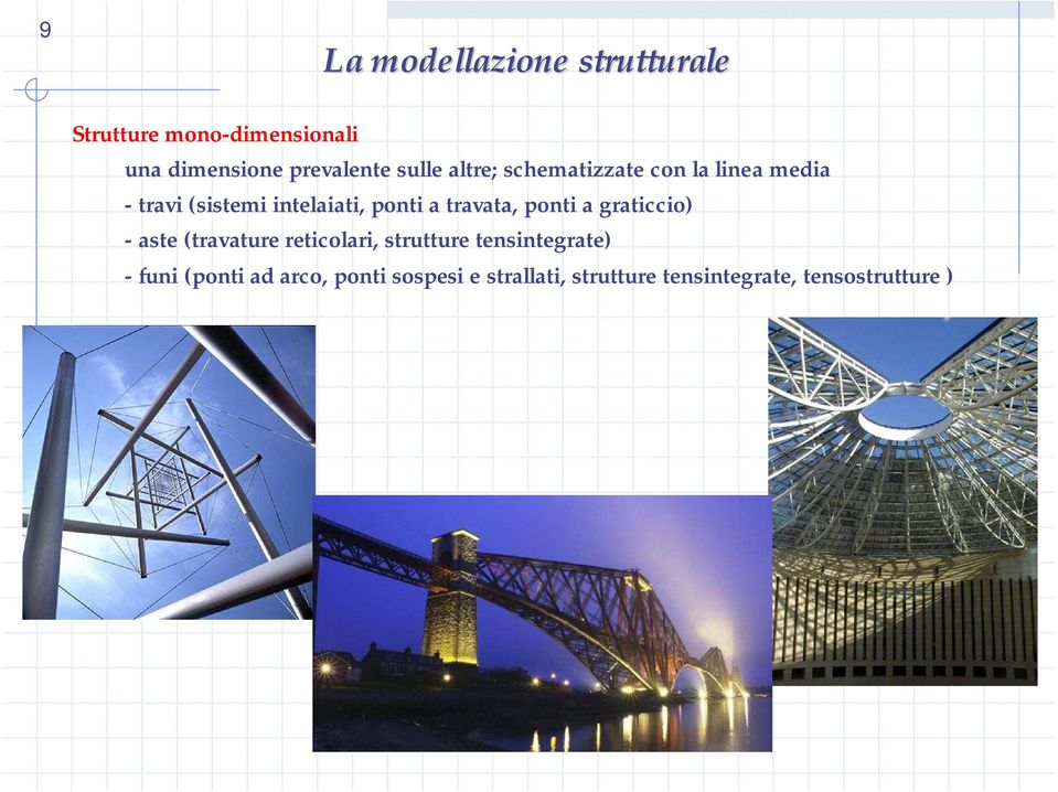 travata, ponti a graticcio) - aste (travature reticolari, strutture tensintegrate) -