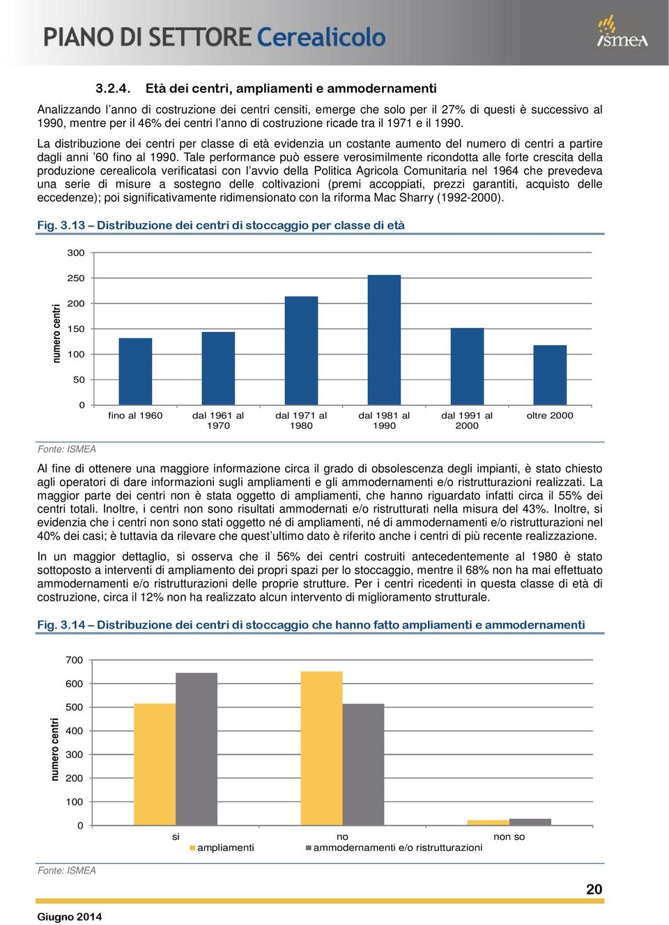 costruzione ricade tra il 1971 e il 1990. La distribuzione dei centri per classe di età evidenzia un costante aumento del numero di centri a partire dagli anni 60 fino al 1990.