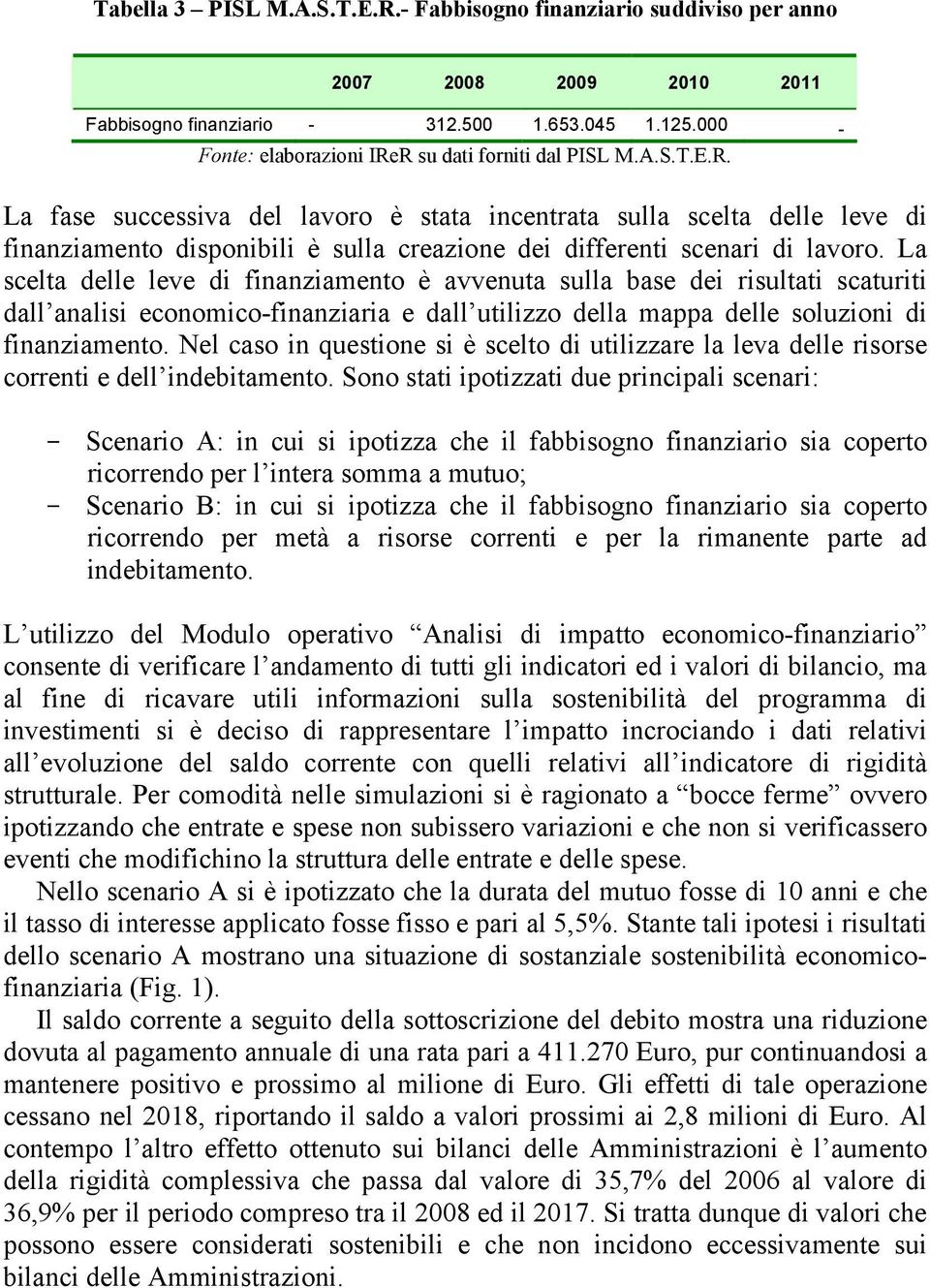 La scelta delle leve di finanziamento è avvenuta sulla base dei risultati scaturiti dall analisi economico-finanziaria e dall utilizzo della mappa delle soluzioni di finanziamento.