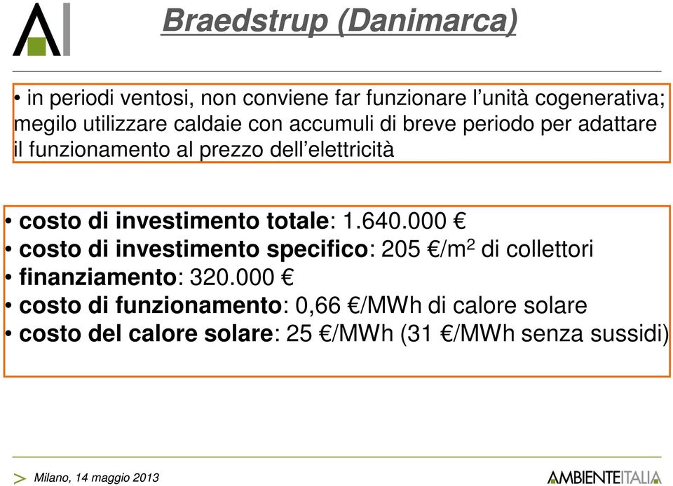 costo di investimento totale: 1.640.