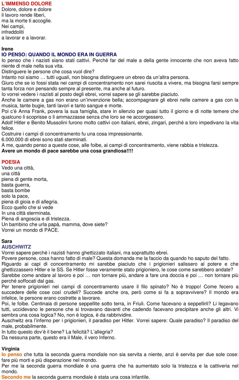 Distinguere le persone che cosa vuol dire? Intanto noi siamo tutti uguali, non bisogna distinguere un ebreo da un altra persona.