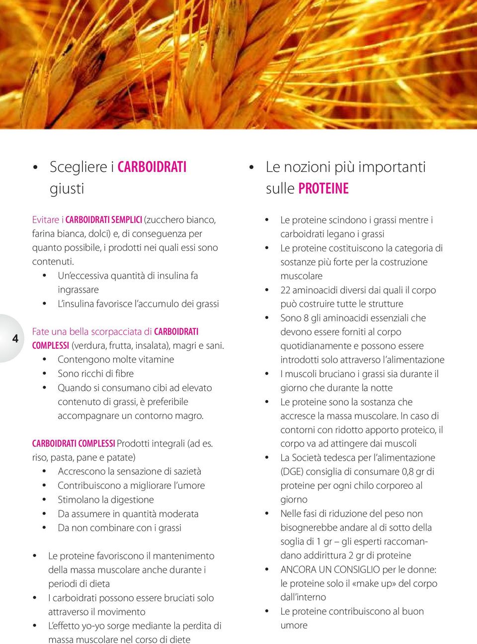 Contengono molte vitamine Sono ricchi di fibre Quando si consumano cibi ad elevato contenuto di grassi, è preferibile accompagnare un contorno magro. CARBOIDRATI COMPLESSI Prodotti integrali (ad es.