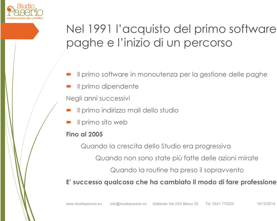 sito web Fino al 2005 Quando la crescita dello Studio era progressiva Quando non sono state più fatte delle