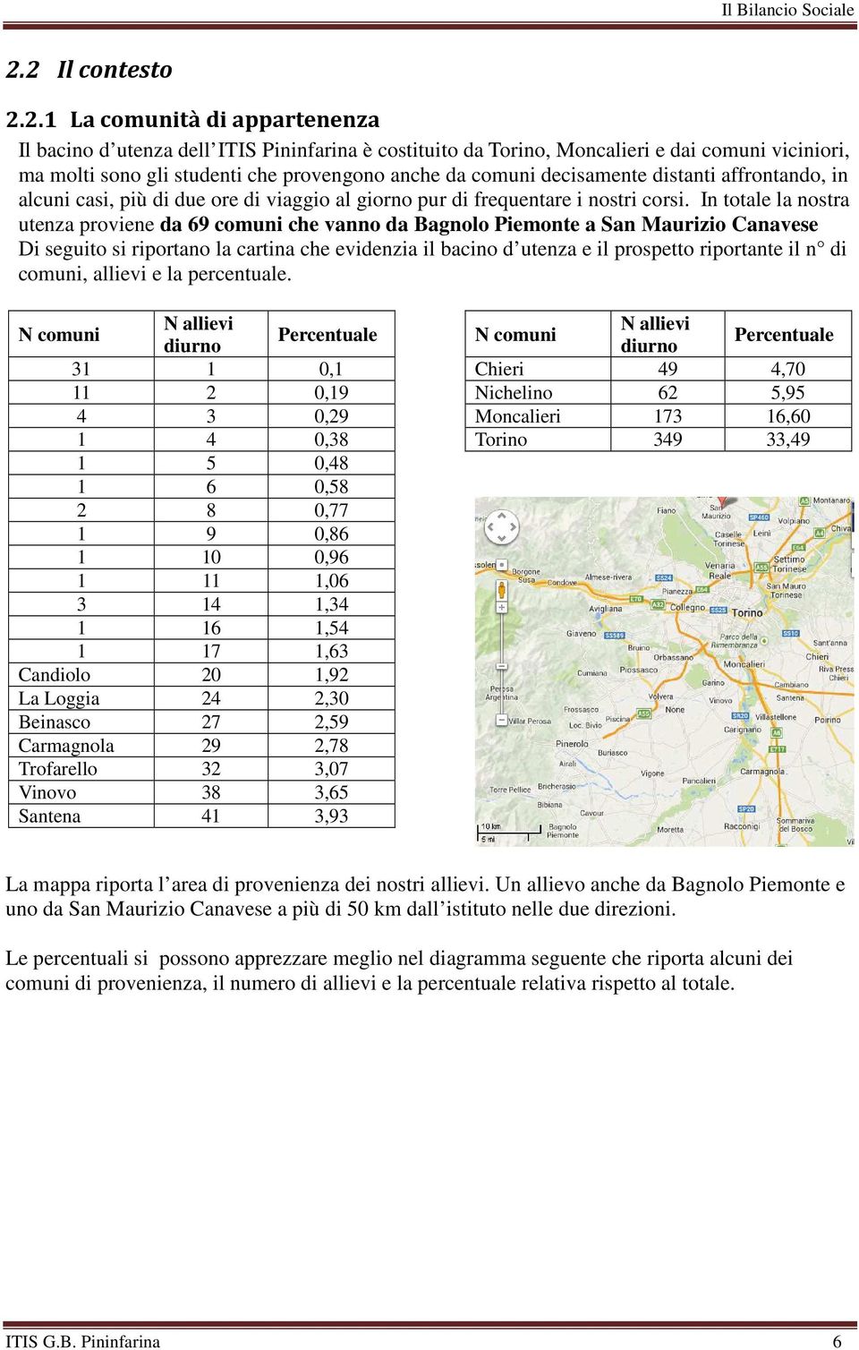 In totale la nostra utenza proviene da 69 comuni che vanno da Bagnolo Piemonte a San Maurizio Canavese Di seguito si riportano la cartina che evidenzia il bacino d utenza e il prospetto riportante il