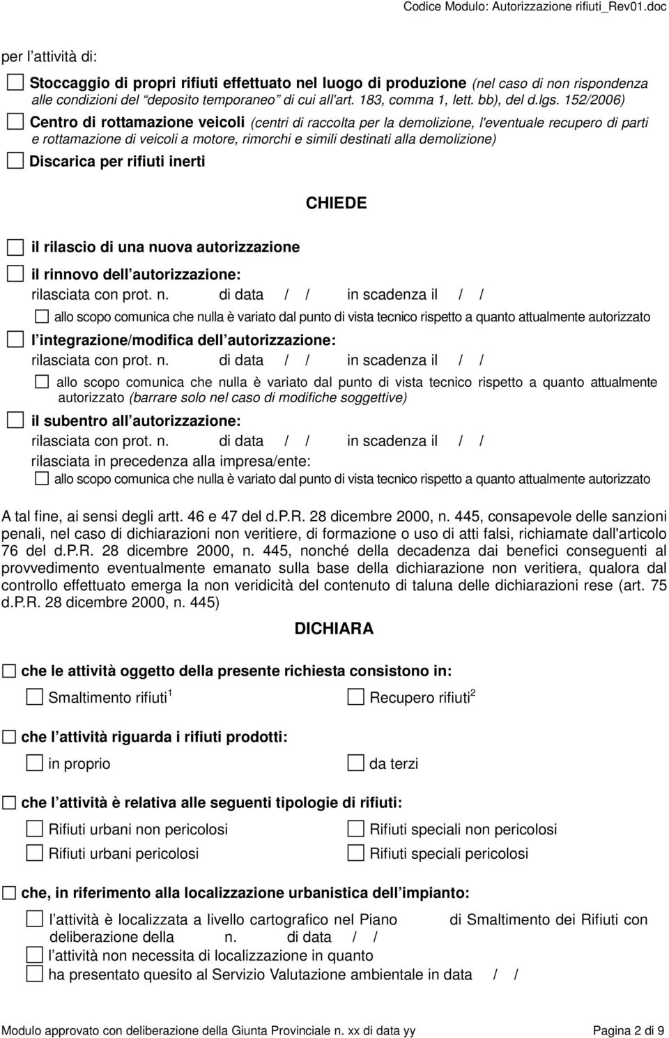 Discarica per rifiuti inerti CHIEDE il rilascio di una nu