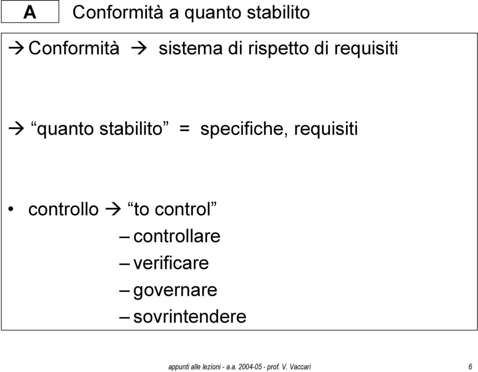 requisiti controllo to control controllare verificare