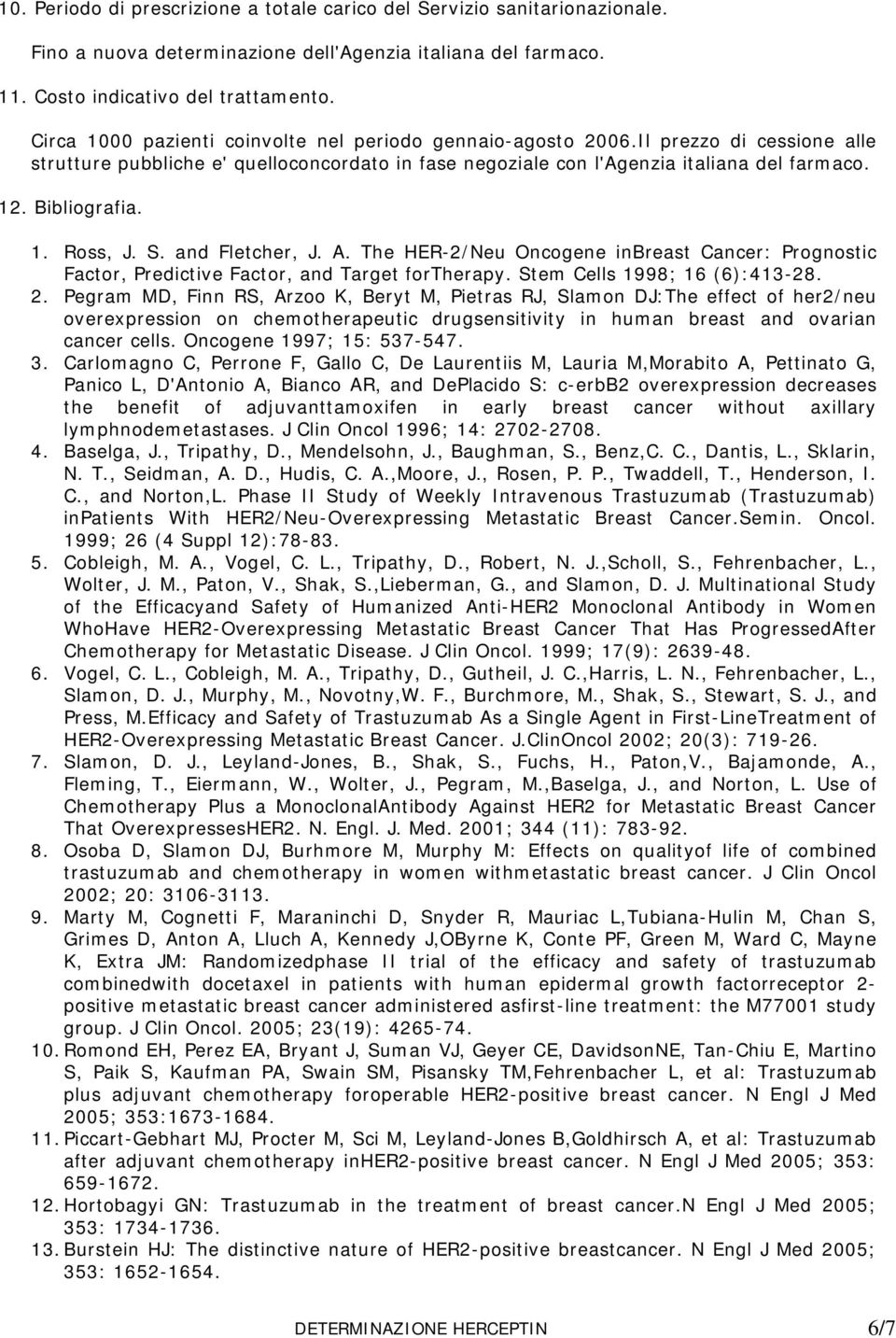 1. Ross, J. S. and Fletcher, J. A. The HER-2/Neu Oncogene inbreast Cancer: Prognostic Factor, Predictive Factor, and Target fortherapy. Stem Cells 1998; 16 (6):413-28. 2.