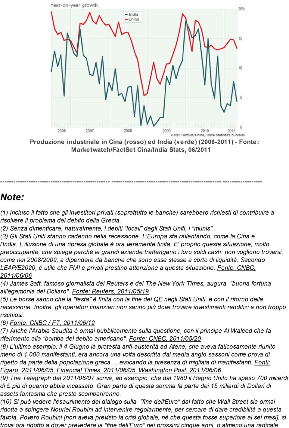 problema del debito della Grecia. (2) Senza dimenticare, naturalmente, i debiti locali degli Stati Uniti, i "munis". (3) Gli Stati Uniti stanno cadendo nella recessione.