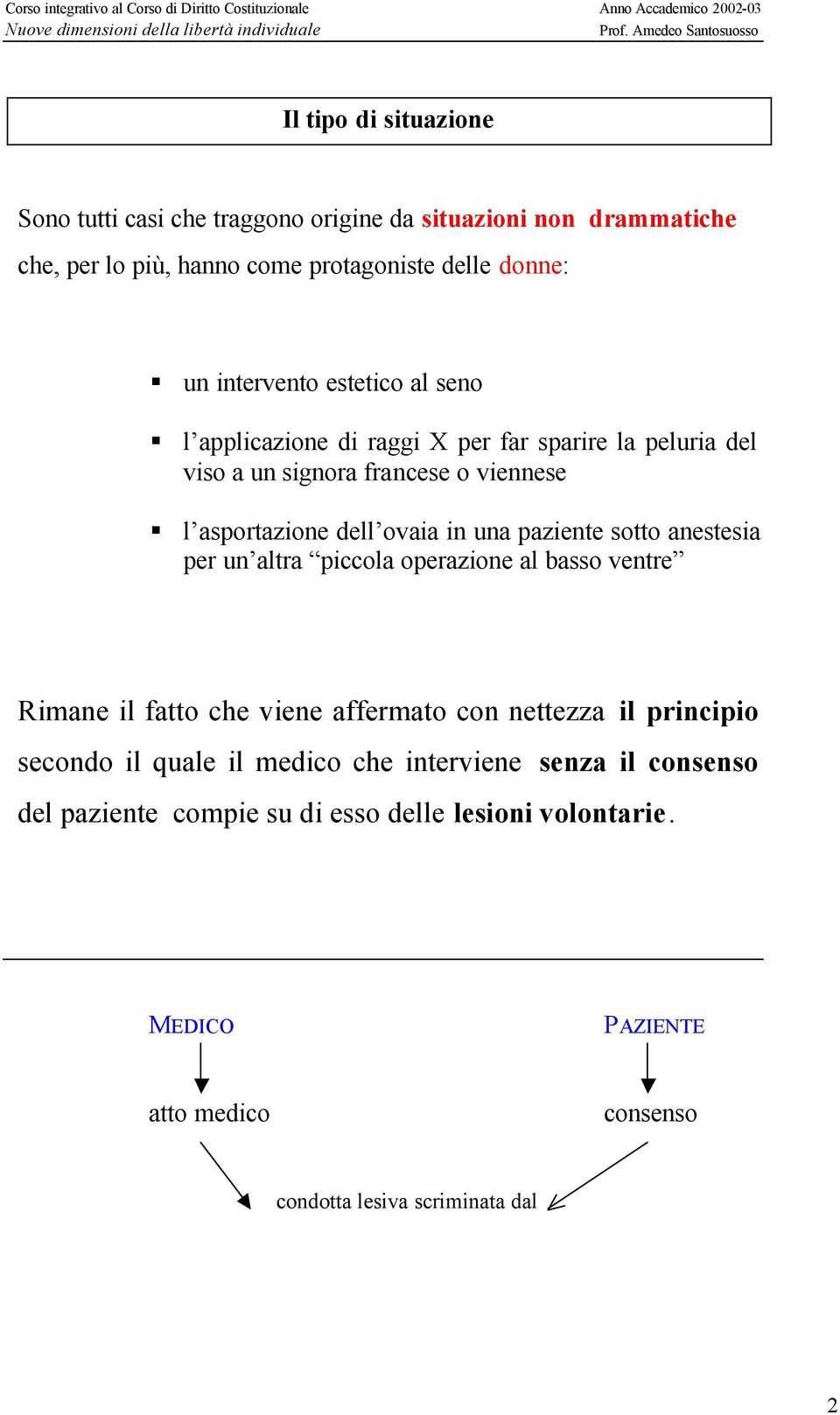 paziente sotto anestesia per un altra piccola operazione al basso ventre Rimane il fatto che viene affermato con nettezza il principio secondo il quale il