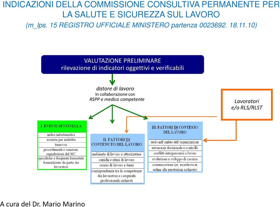 10) VALUTAZIONE PRELIMINARE rilevazione di indicatori oggettivi e verificabili