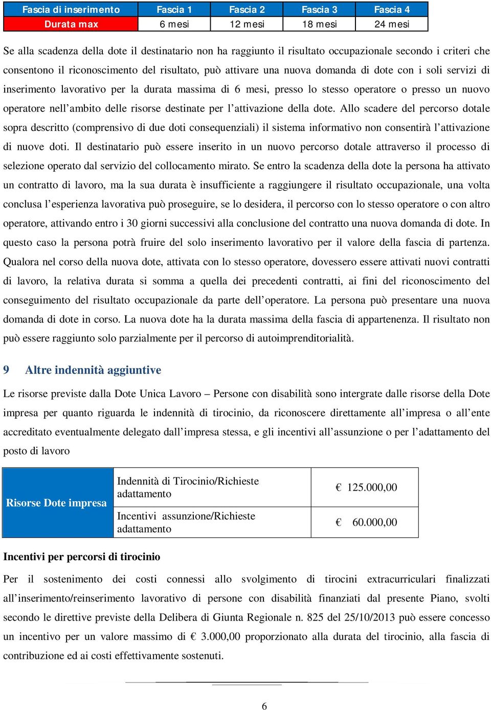 o presso un nuovo operatore nell ambito delle risorse destinate per l attivazione della dote.