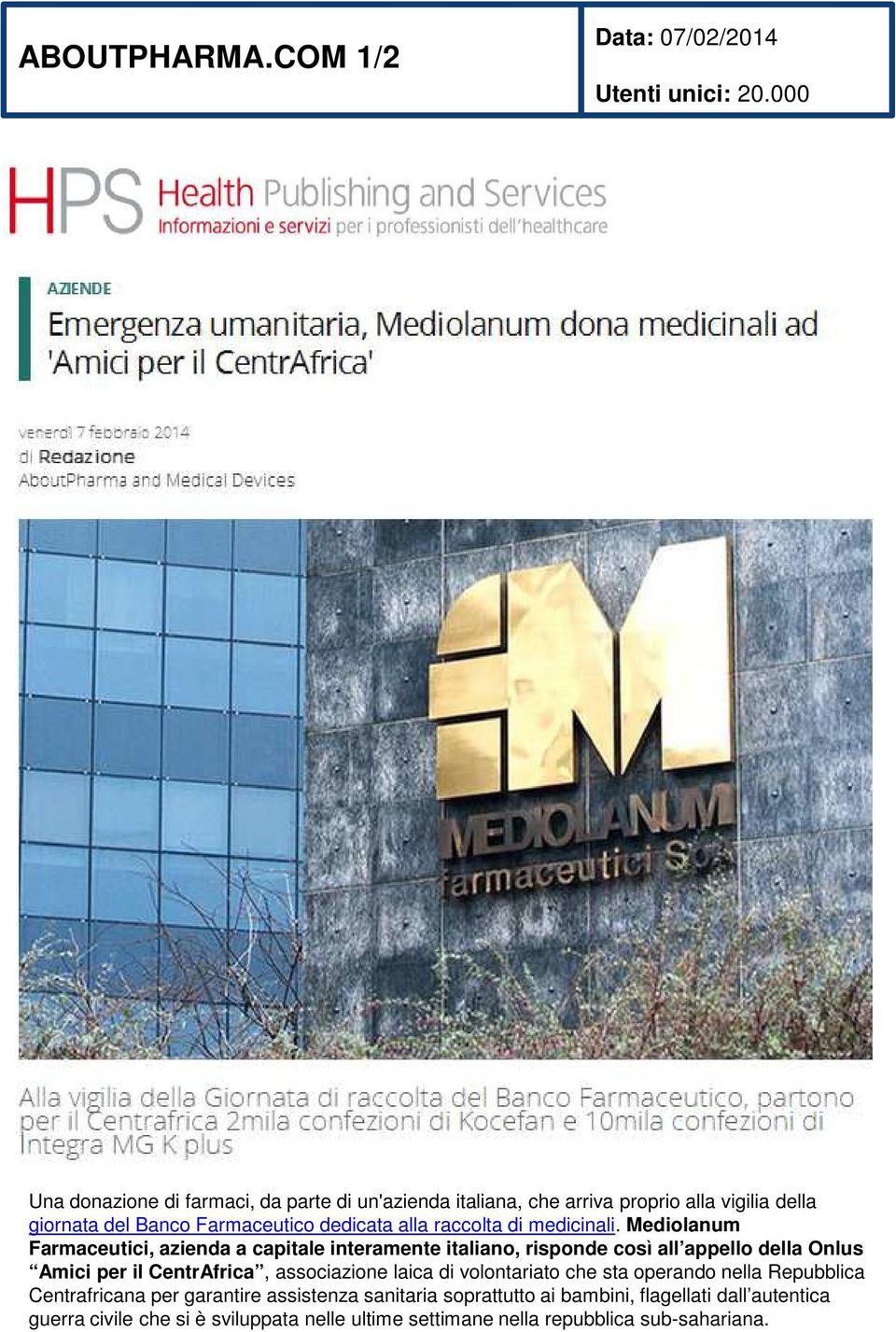 raccolta di medicinali.