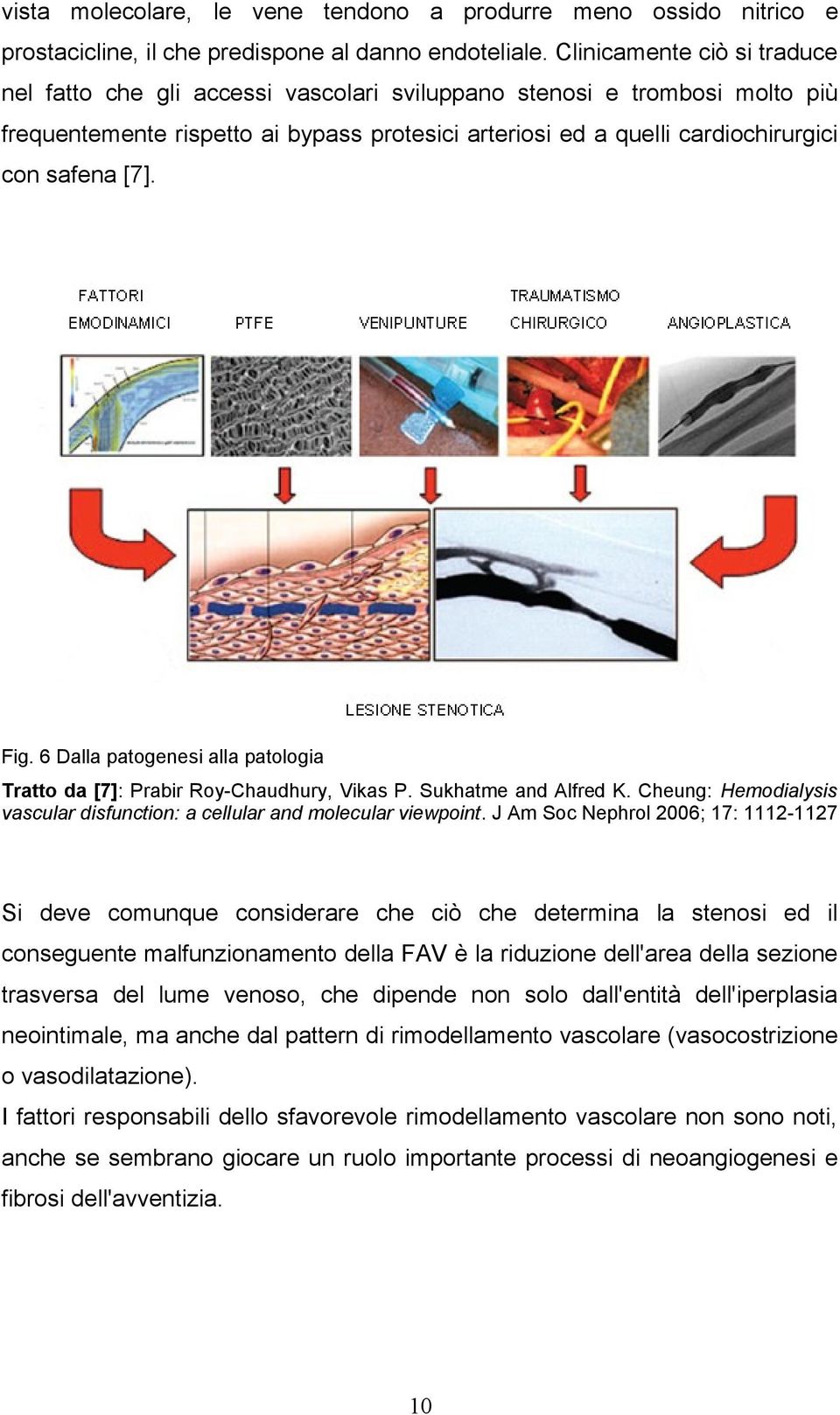 [7]. Fig. 6 Dalla patogenesi alla patologia Tratto da [7]: Prabir Roy-Chaudhury, Vikas P. Sukhatme and Alfred K. Cheung: Hemodialysis vascular disfunction: a cellular and molecular viewpoint.