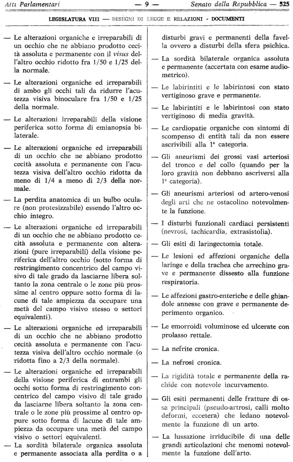 1/25 della normale. Le alterazioni irreparabili della visione periferica sotto forma di emianopsia bilaterale.