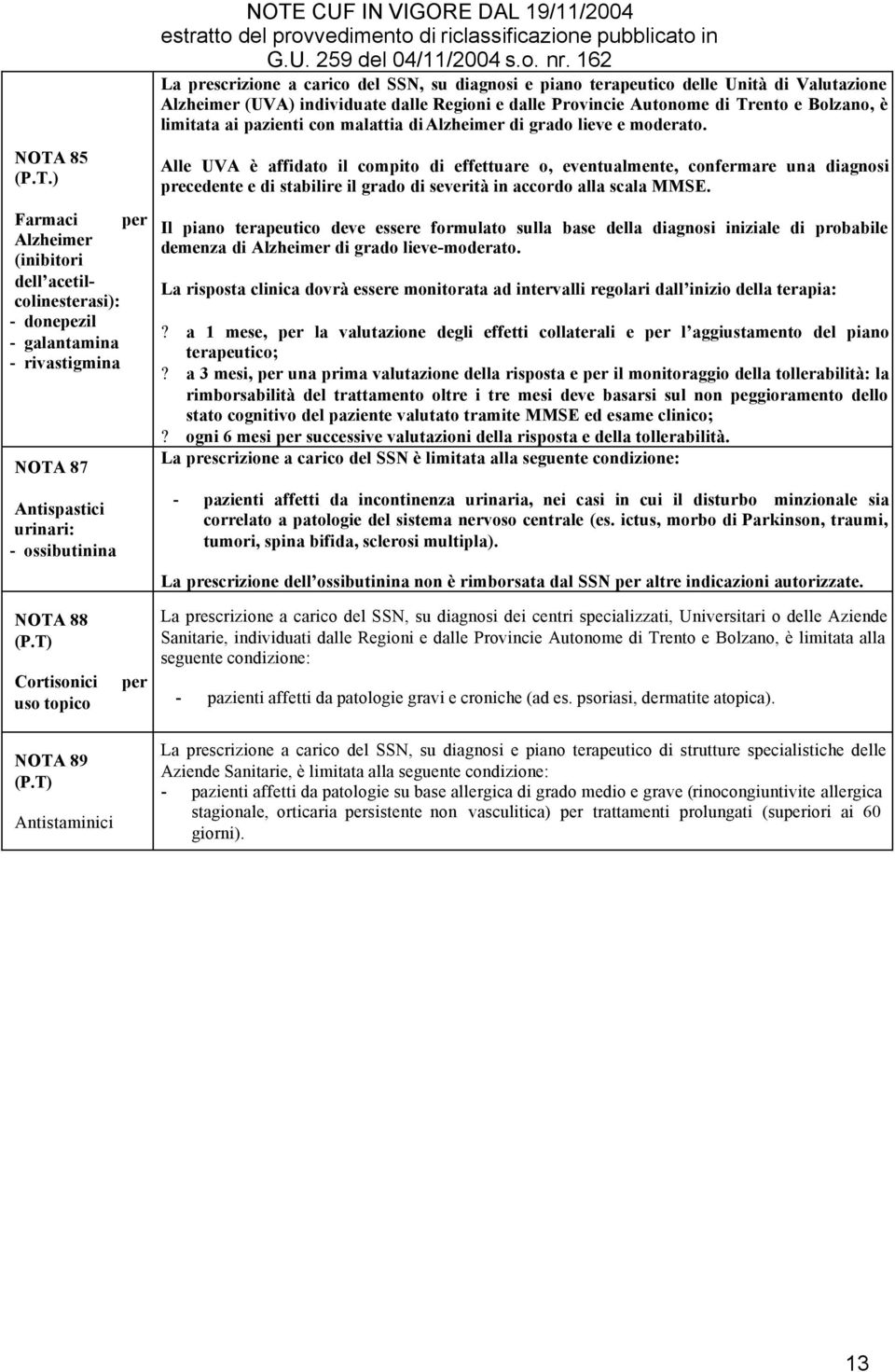 grado lieve e moderato. Alle UVA è affidato il compito di effettuare o, eventualmente, confermare una diagnosi precedente e di stabilire il grado di severità in accordo alla scala MMSE.