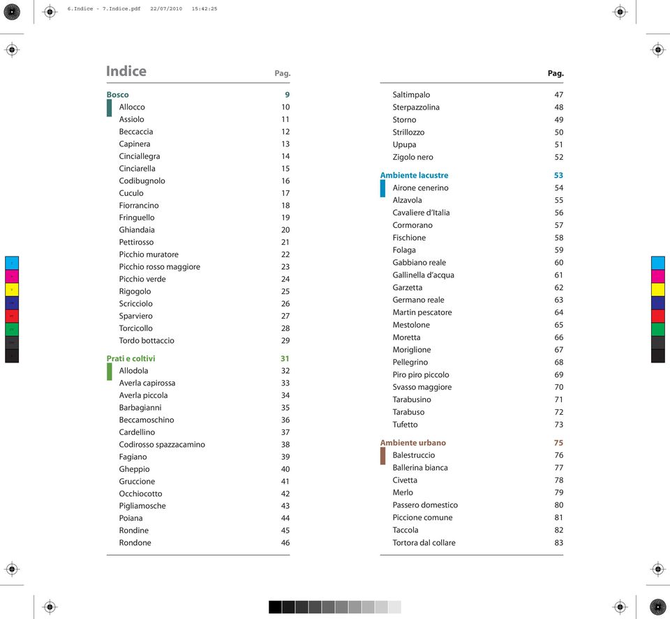 rosso maggiore 23 Picchio verde 24 Rigogolo 25 Scricciolo 26 Sparviero 27 Torcicollo 28 Tordo bottaccio 29 Prati e coltivi 31 Allodola 32 Averla capirossa 33 Averla piccola 34 Barbagianni 35