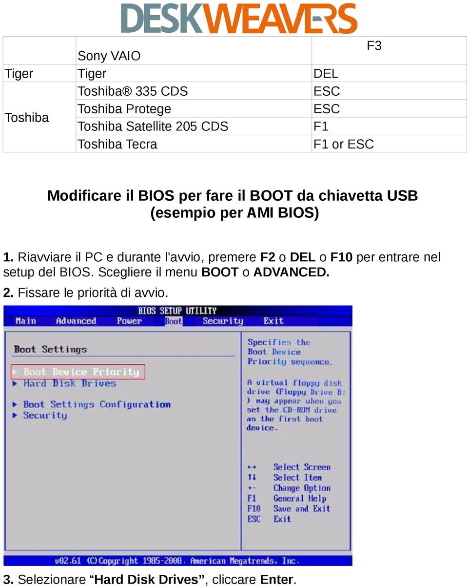 1. Riavviare il PC e durante l'avvio, premere o DEL o F10 per entrare nel setup del BIOS.