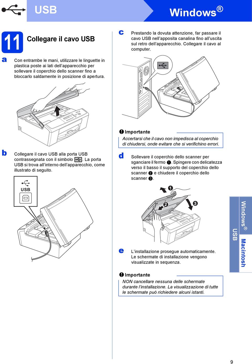 L port USB si trov ll interno dell pprehio, ome illustrto di seguito. USB Importnte Aertrsi he il vo non impedis l operhio di hiudersi, onde evitre he si verifihino errori.