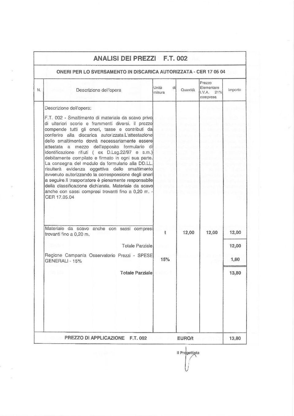 La consegna del modulo da formulario alla DD.LL. risulterà evidenza oggettiva dello smaltimento avvenuto autorizzando la corresponsione degli oneri a seguire.