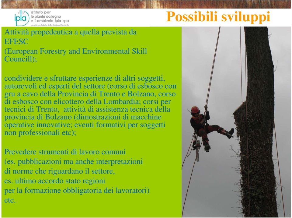 Trento, attività di assistenza tecnica della provincia di Bolzano (dimostrazioni di macchine operative innovative; eventi formativi per soggetti non professionali etc); Prevedere