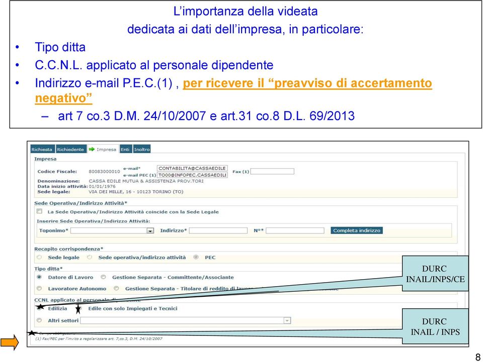 E.C.(1), per ricevere il preavviso di accertamento negativo art 7 co.3 D.M.