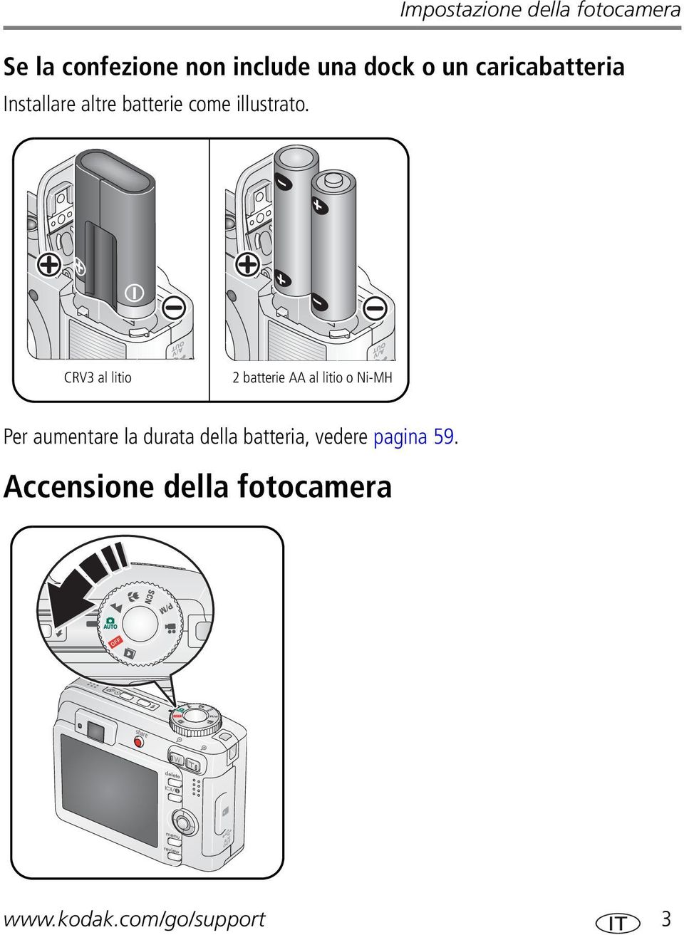 CRV3 al litio 2 batterie AA al litio o Ni-MH Per aumentare la durata